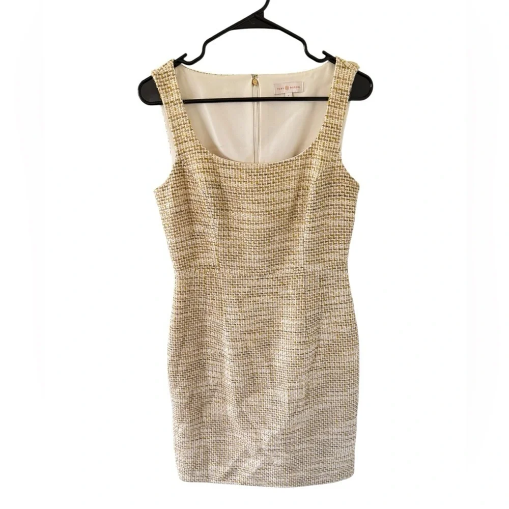 Tory Burch Emma Golden Yellow Tweed Sheath Dress